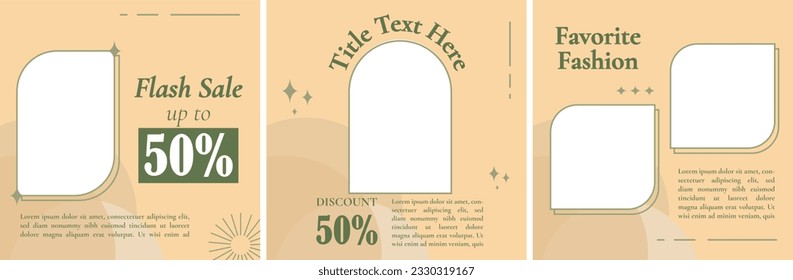 aesthetic post template for social media with brown color 