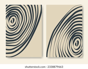 Conjunto estético de impresión con líneas abstractas en colores desnudos