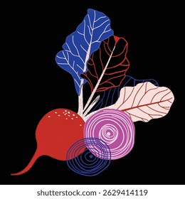 AESTHETIC RADISH AND ONION ILLUSTRATION
