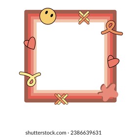 Aesthetic Retro Corner Border Element. Retro Frame Design Element