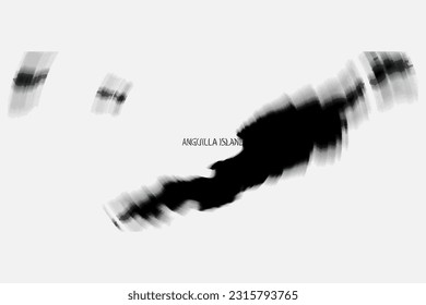 Malla Estética Retro Monocromo Gradiente Mesh del Mapa de la Isla de Anguila en color Negro y Blanco.
