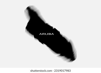 Aesthetic Retro Monochrome Gradient Mesh of Aruba Map in Black and White Color.