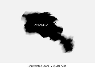 Aesthetic Retro Monochrome Gradient Mesh of Armenia Map in Black and White Color.