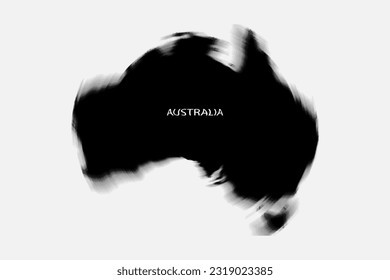Aesthetic Retro Monochrome Gradient Mesh of Australia Map in Black and White Color.