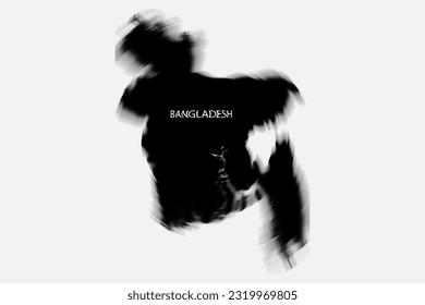 Aesthetic Retro Monochrome Gradient Mesh of Bangladesh Map in Black and White Color.