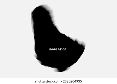Aesthetic Retro Monochrome Gradient Mesh of Barbados Map in Black and White Color.