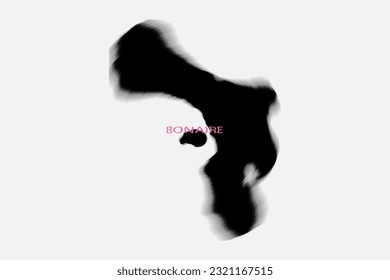 Aesthetic Retro Monochrome Gradient Mesh of Bonaire Map in Black and White Color.