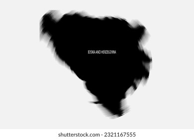 Aesthetic Retro Monochrome Gradient Mesh of Bosnia and Herzegovina Map in Black and White Color.