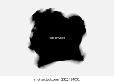 Aesthetic Retro Monochrome Gradient Mesh of Cote d'Ivoire Map in Black and White Color.