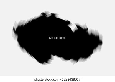 Aesthetic Retro Monochrome Gradient Mesh of Czech Republic Map in Black and White Color.