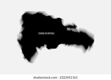 Mapa estético retro monocromo de malla gradiente de República Dominicana en color blanco y negro.