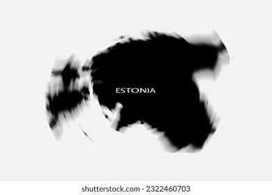 Aesthetic Retro Monochrome Gradient Mesh of Estonia Map in Black and White Color.