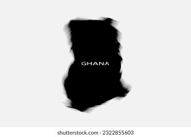 Aesthetic Retro Monochrome Gradient Mesh of Ghana Map in Black and White Color.