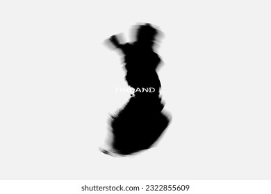 Aesthetic Retro Monochrome Gradient Mesh of Finland Map in Black and White Color.