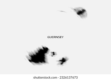 Aesthetic Retro Monochrome Gradient Mesh of Guernsey Map in Black and White Color.