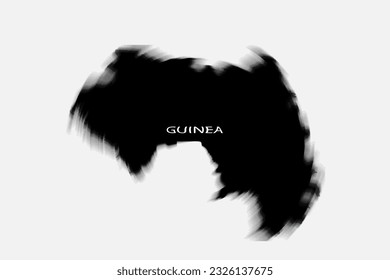 Aesthetic Retro Monochrome Gradient Mesh of Guinea Map in Black and White Color.