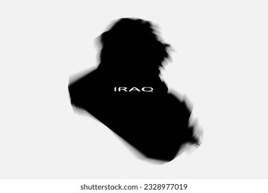 Aesthetic Retro Monochrome Gradient Mesh of Iraq Map in Black and White Color.