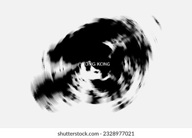 Aesthetic Retro Monochrome Gradient Mesh of Hong Kong Map in Black and White Color.