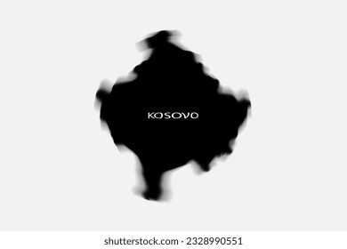 Aesthetic Retro Monochrome Gradient Mesh of Kosovo Map in Black and White Color.