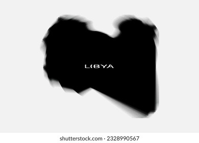 Aesthetic Retro Monochrome Gradient Mesh of Libya Map in Black and White Color.