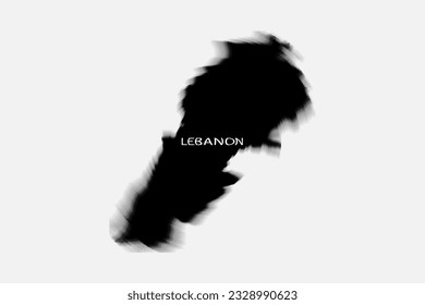 Aesthetic Retro Monochrome Gradient Mesh of Lebanon Map in Black and White Color.