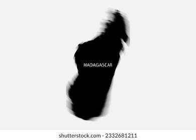 Aesthetic Retro Monochrome Gradient Mesh of Madagascar Map in Black and White Color.