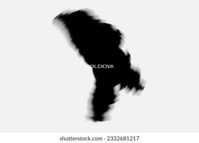 Aesthetic Retro Monochrome Gradient Mesh of Moldova Map in Black and White Color.