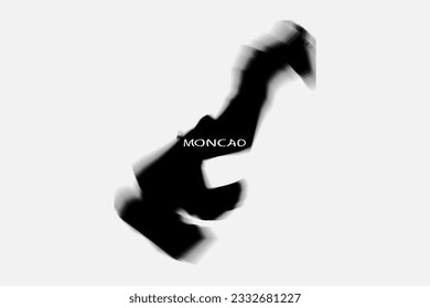 Aesthetic Retro Monochrome Gradient Mesh of Monaco Map in Black and White Color.