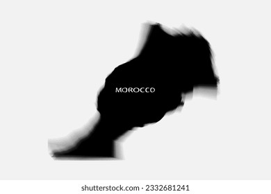 Aesthetic Retro Monochrome Gradient Mesh of Morocco Map in Black and White Color.