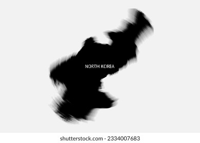 Máscara estética retro monocromática de gradiente del mapa de Corea del Norte en color blanco y negro.