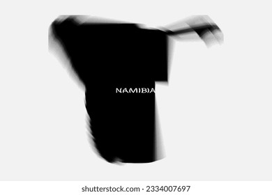 Aesthetic Retro Monochrome Gradient Mesh of Namibia Map in Black and White Color.