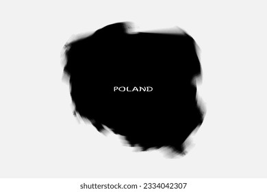 Aesthetic Retro Monochrome Gradient Mesh of Poland Map in Black and White Color.