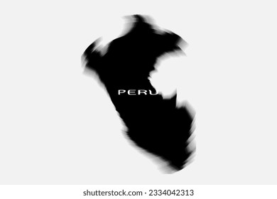 Aesthetic Retro Monochrome Gradient Mesh of Peru Map in Black and White Color.