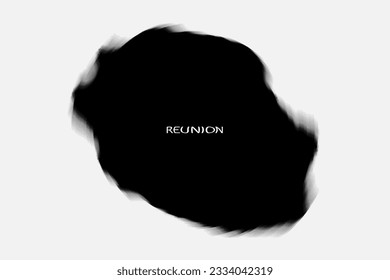 Aesthetic Retro Monochrome Gradient Mesh of Reunion Map in Black and White Color.