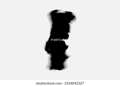 Aesthetic Retro Monochrome Gradient Mesh of Portugal Map in Black and White Color.