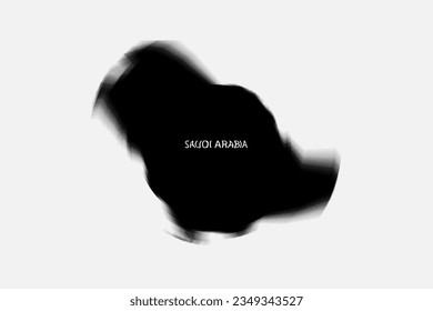 Aesthetic Retro Monochrome Gradient Mesh of Saudi Arabia Map in Black and White Color.