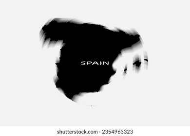 Aesthetic Retro Monochrome Gradient Mesh of Spain Map in Black and White Color.