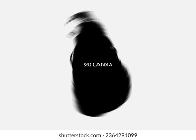 Aesthetic Retro Monochrome Gradient Mesh of Sri Lanka Map in Black and White Color.
