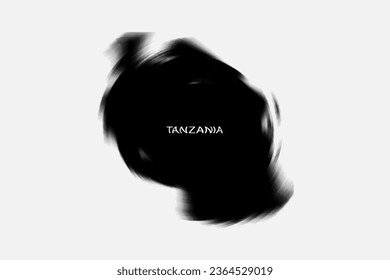 Malla de gradiente monocromo estético retro del mapa de Tanzania en color blanco y negro.
