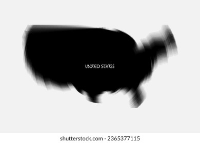 Aesthetic Retro Monochrome Gradient Mesh of United States Map in Black and White Color.