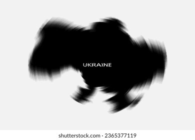 Aesthetic Retro Monochrome Gradient Mesh of Ukraine Map in Black and White Color.
