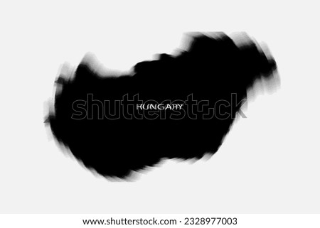 Aesthetic Retro Monochrome Gradient Mesh of Hungary Map in Black and White Color.