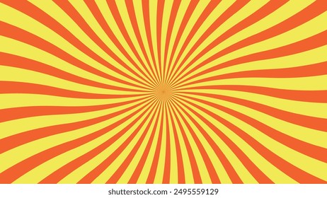 Aesthetic retro vintage sunburst background. Backdrop with boho hippie themed in yellow and orange color.