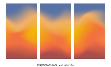 Aesthetic retro warm colors gradient background. Blue orange brown blending colors. Vertical backgrounds design for banner or social media.