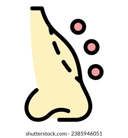 Aesthetic rhinoplasty icon outline vector. Nose surgery. Face operation color flat