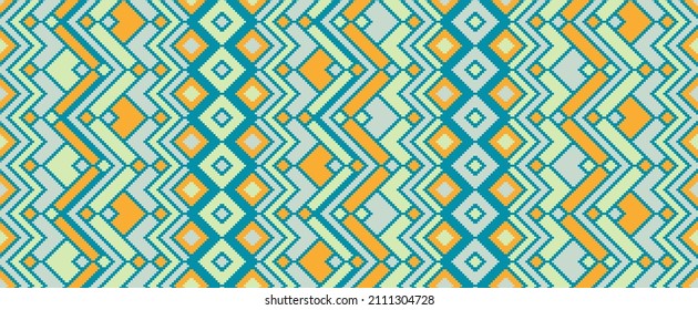Aesthetic rhombus ethnic motifs vector geometric pattern. Mosaic chevron texture turkish ornament. Textile repeat pattern. Fashion elegant ornament. Cute background.
