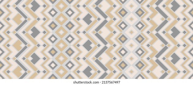Aesthetic rhombus ethnic motifs vector geometric pattern. Mosaic chevron texture persian ornament. Fabric repeating pattern. Interior decor geo ornament. Cloth wallpaper print.
