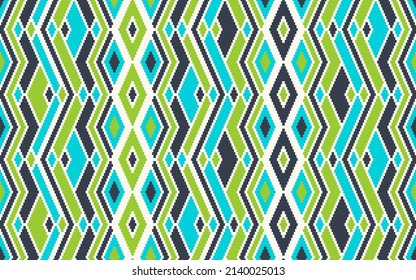 Aesthetic rhombus ethnic motifs vector geometric pattern. Mosaic chevron texture scandinavian ornament. Fabric repeating pattern. Interior multicolor decor ornament. Cloth wallpaper print.