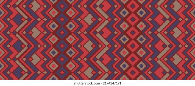 Aesthetic rhombus ethnic motifs vector geometric pattern. Mosaic chevron texture scandinavian ornament. Tapestry endless pattern. Interior abstract decor ornament. Ancient folk print.