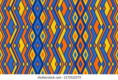 Aesthetic rhombus ethnic motifs vector geometric pattern. Embroidery batik patchwork navajo ornament. Tapestry endless pattern. Interior decor hipster ornament. Ethnic ornamental motif